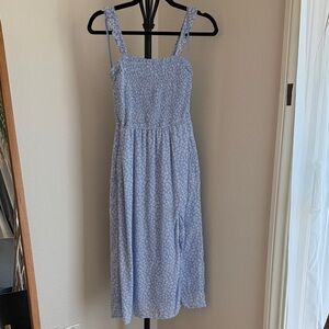 Abercrombie Blue Floral Smocked Midi Dress